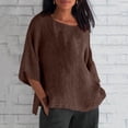 thumbnail image 2 of Hauts à Manches 3/4 pour Femmes Mode Été Col Rond Manches 3/4 Blouses Décontractées Unies Hauts Blouses et Hauts Mode Hauts pour Femmes Manches 3/4 Hauts à Manches 3/4 pour l'Été, 2 of 9