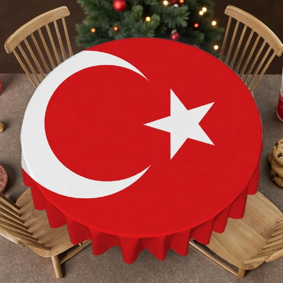 RKSupls 60 Inch highquality flat Round Tablecloth, 2D Flat Printing - Polyester Tablecloths Polyester Table Cover , Wedding, Party, Holiday, Home Dining