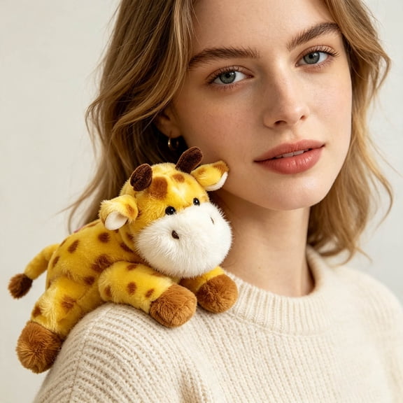 Magnetic Shoulder Plush Toy, Soft Flock Stuffed Animal Perch Companion, Cute Desk Buddy for Kids Adults, Anxiety Relief Gift (5.12x4.33x1.97in)