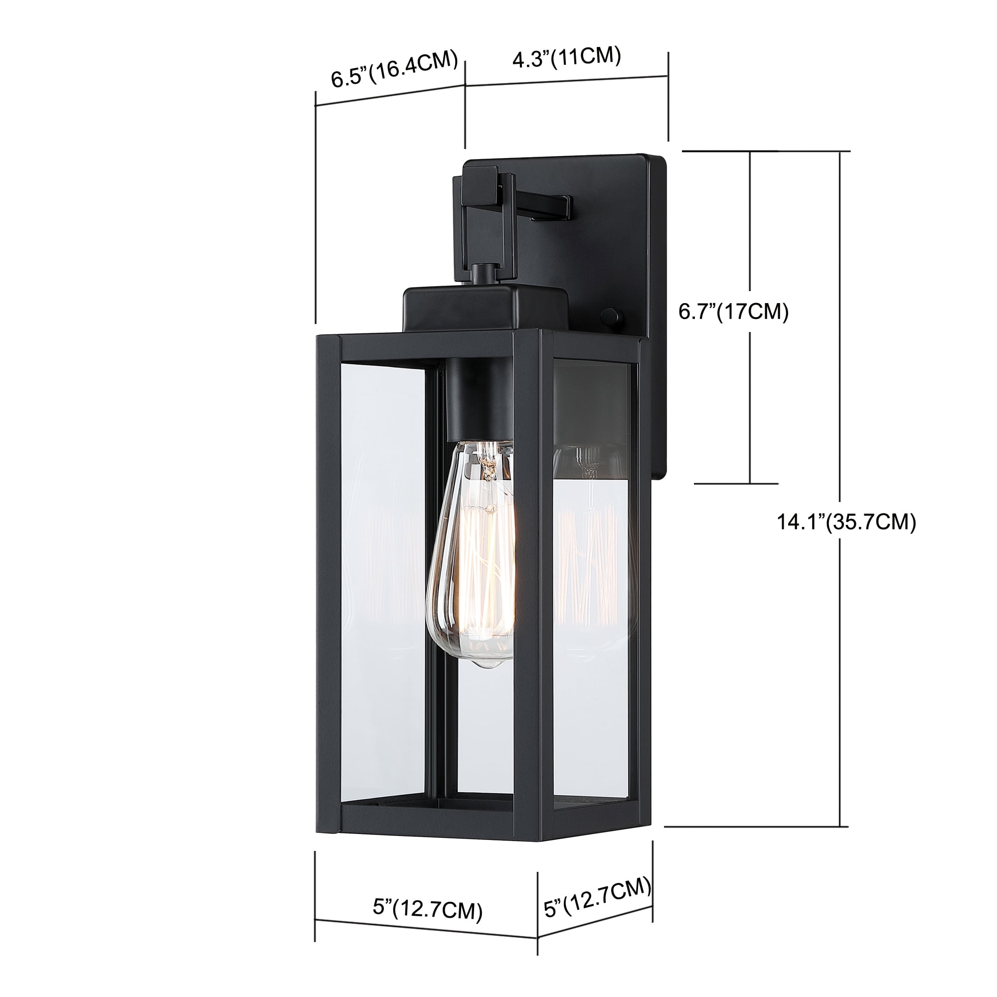 14" Outdoor Light Fixtures Wall Mount Outdoor Wall Lights for House Matte Black Exterior Light Fixtures for Porch, Garage, Hallway, Doorway, Backyard, (2-Pack)