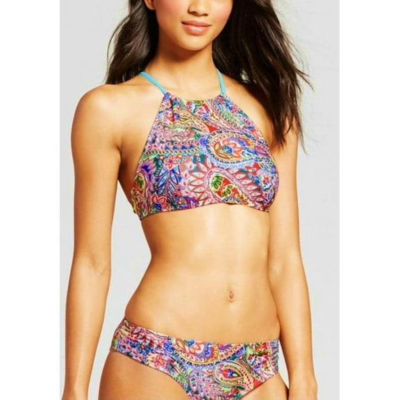 Mossimo Paisley High Neck 2-Piece Bikini Top & Bottom Women's Large