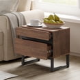 thumbnail image 1 of WAMPAT Table d'Appoint Moderne, 2 Tiroirs, Petite Table d'Appoint pour Petit Espace, Table de Chevet en Bois, Rangement de Chevet pour Salon, Chambre, Brun Rustique, 1 of 8