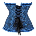 thumbnail image 4 of Corset Tops for Women Plus Size Floral Renaissance Corset Overbust Corset Lace up Corset Black Blue Size XL, 4 of 5