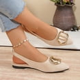 thumbnail image 5 of Gpaecead Women's Oversized Metal Buckle Slingback Flats Pointed Toe Faux Suede Cushioned Non Slip Shoes For Work And Parties, Beige, 5 of 8
