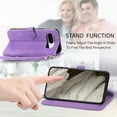 thumbnail image 5 of Nalacover Zipper Wallet Case for Google Pixel 8 with Handbag Wrist Strap, Embossed Pattern Premium PU Leather Cover with Card Slots Holder Magnetic Clasp Kickstand Case, Purple, 5 of 9