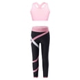 thumbnail image 3 of Mufeng Kids Girls 2 Pieces Crop Tank Tops and Leggings Gym Yoga Workout Outfit Gymnastic Costumes Pink 6, 3 of 7