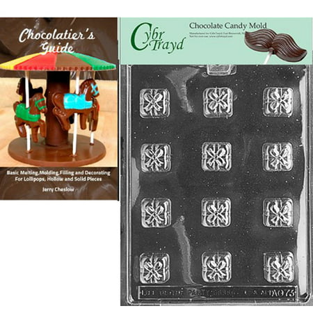

Cybrtrayd Squares with Bows Chocolate Candy Mold with Our Chocolatier s Guide Instructions Manual