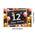 thumbnail image 2 of Sparkly 12th Birthday Backdrop Banner with Crown Balloons and Stars Party Supplies Photography Props Birthday Decoration Happy Birthday Decor Background for Photo Booth Party Decorations, 2 of 7