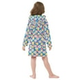 thumbnail image 4 of FORMRS Niños Bathrobe Unisex Hooded Robe Soft Plush Pajamas Sleepwear, Size 10-12T, Blue Checkered Daisy, 4 of 7
