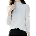 thumbnail image 2 of Zedker Women's Turtleneck Sweater 2025 Fall Winter Warm Soft Long Sleeve Knit Sweater,Plus Size White XXL, 2 of 6