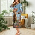 thumbnail image 3 of Xoenoiee Highland Cattle Butterfly Flower Print Women Zipper Robe Long Sleeves Loungewear Dress Full Length Sleepwear Pockets Housecoat Nightgown Long Bathrobe, Size S, 3 of 7