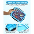 thumbnail image 3 of Lonchera Bento, Bento Box de 5 Compartimentos, con Tenedor y Cuchara, Recipiente para Refrigerios de Frutas (Azul), 3 of 4