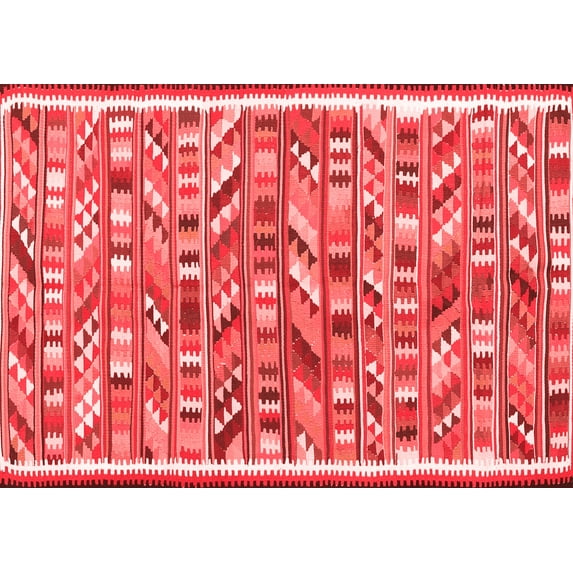 Ahgly Company Indoor Rectangle Abstract Red Contemporary Area Rugs, 6' x 9'