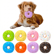 Squeaky Latex Donut Pet Toy, Colorful Simulation Doughnut for Small Dogs, Durable Soft Rubber Chewing Accessory, Interactive Teeth Cleaning Toy for Puppies, Fun Sounding Gift for Pets