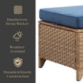 thumbnail image 5 of Gymojoy All Weather Outdoor PE Wicker Ottoman Set of 2, Extra Large Patio Footstool Footrest with Thick Blue Cushions, 5 of 6