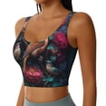 thumbnail image 2 of Balery Colorful Rose Bird Pattern Racerback Sports Bras for Women - Padded Seamless High Impact Support for Yoga Gym Workout Fitness-Small, 2 of 8