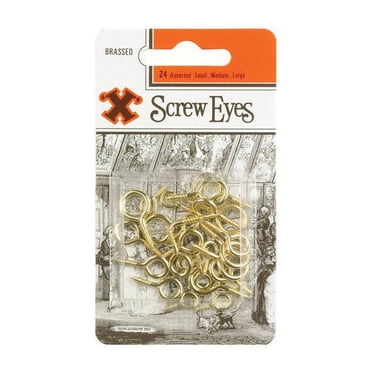 X Assorted Screw Eyes Brass Plated 24pk