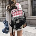 thumbnail image 6 of PVC Transparent Backpacks Clear Backpack for Travel and Outings Pink Checkered Pattern, 6 of 7