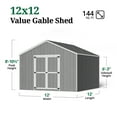 thumbnail image 4 of Little Cottage Co. 12x12 Value Gable Shed with Floor, Outdoor Wood Storage Do-It-Yourself Precut Kit, 4 of 14