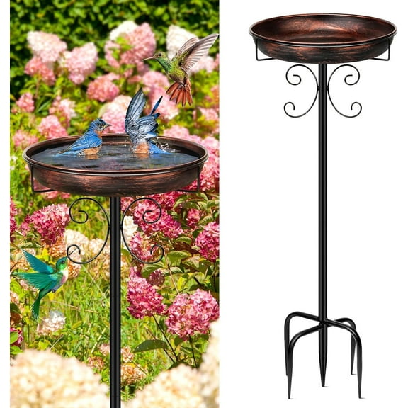 35In Metal Bird Bath for Outside, Vintage Freestanding Birdbaths & Birdfeeder, Bird Baths Feeder Bowl for Outdoors Garden Patio Yard Lawn Decor, Upgraded 5-Pronged Base (Blue)