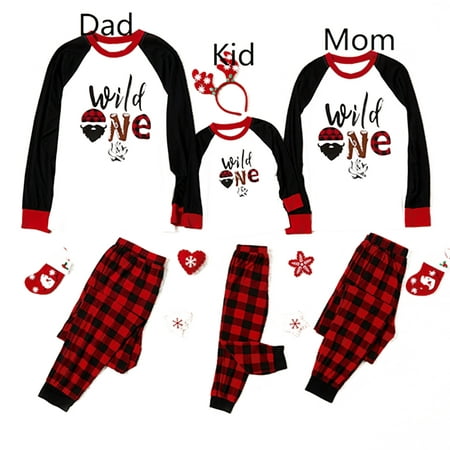 

Christmas Deals 2021 Family Matching Christmas Parent-Child Pjs Christmas Pattern Printing Stitching Long-sleeved Shirt Plaid Trousers Set