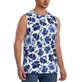 thumbnail image 2 of Balery Blue Ink Flowers Camisetas sin mangas para hombre, absorbe la humedad y protege contra el mal olor.-Medium, 2 of 7