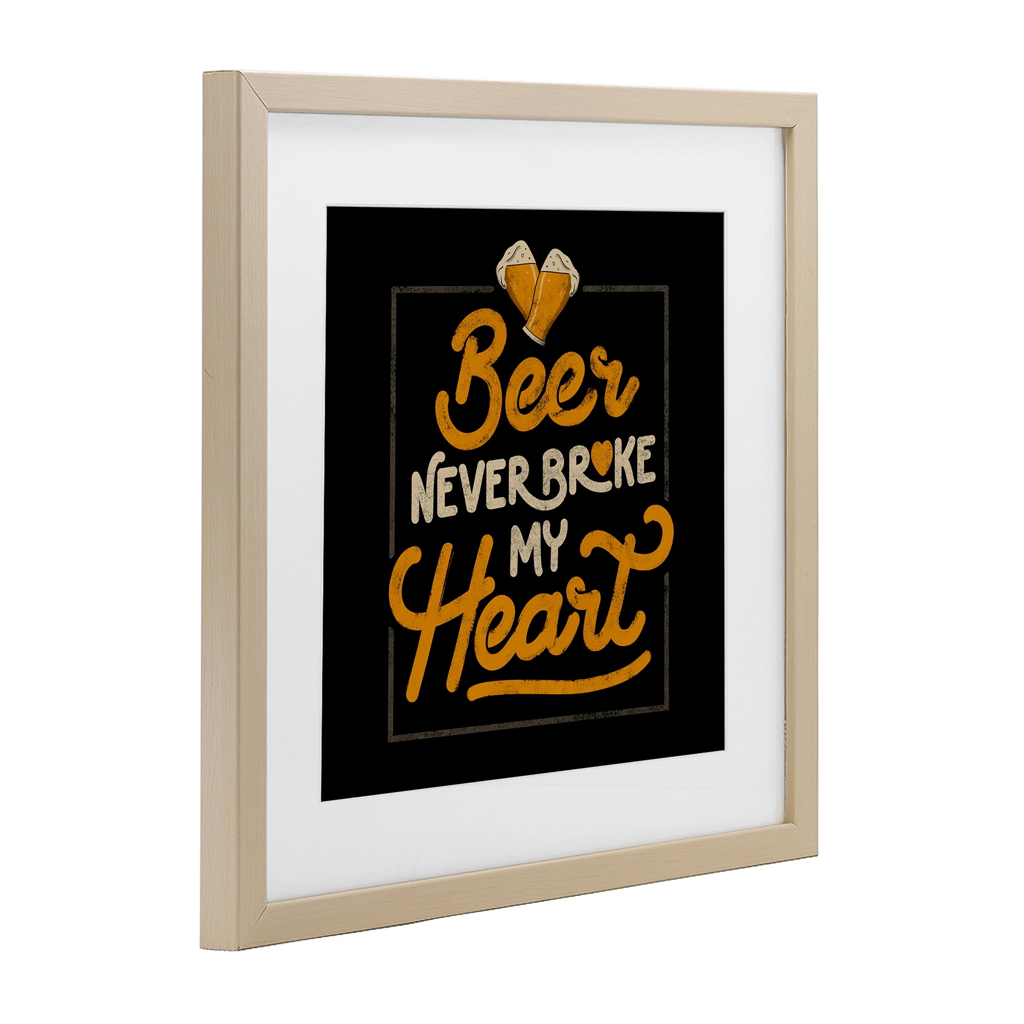 Stupell Industries Beer Never Broke My Heart Birch Framed Print Under Glass, design by EduEly Designs