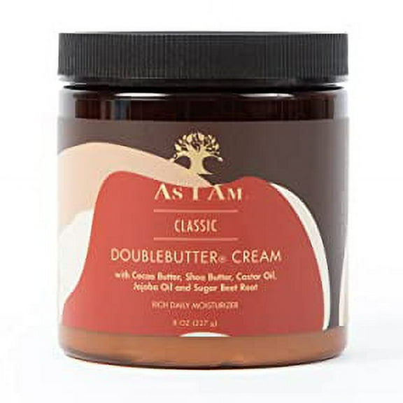 As I Am Double Butter Cream - 8 Ounce - Rich Daily Moisturizer - Soft and Shiny Curls and Coils - Repairs Split Ends - Strengthens Hair - Enriched with Pro-Vitamin B5