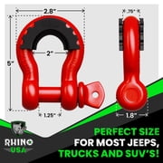 Rhino USA D Ring Shackles (2pc) - 41,850lb Break Strength - 3/4 Clevis Shackle w/ 7/8 Pin (Red)