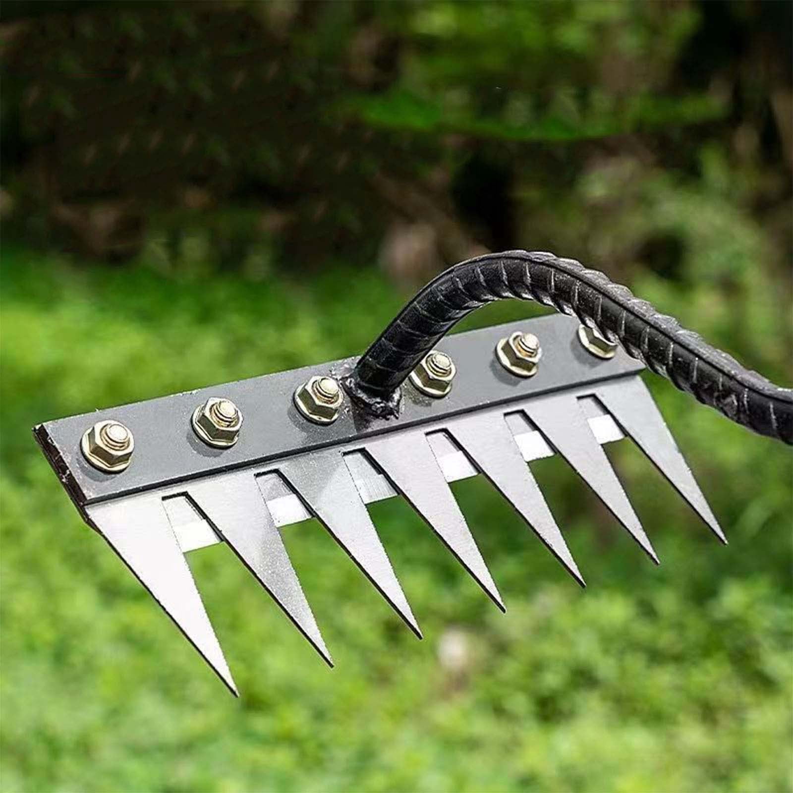 Iron Weeding Rake, 2026 New 5/6/7/8 Teeth Carbon Steel Garden Weeder Rakes, Iron Rake for Yard Lawn and Garden, Heavy-Duty Gardens Hand Weeder Puller Tool for Gardening and Weedings (8 Teeth)