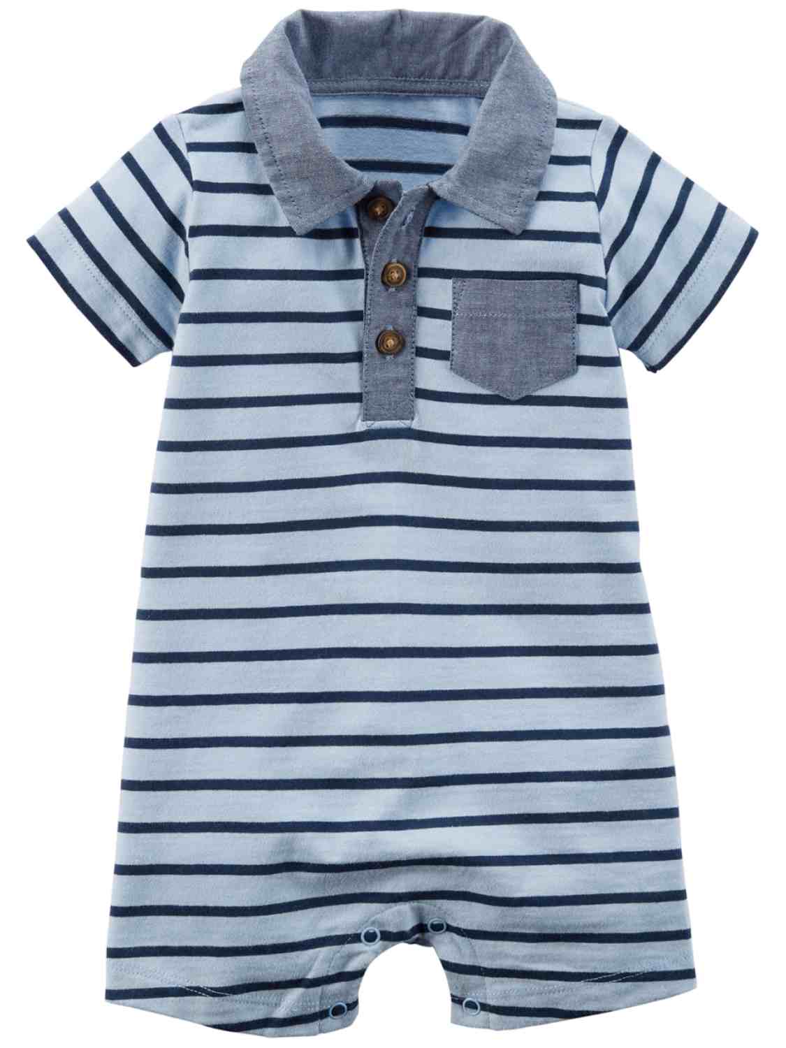 Carter s Carters Infant Boys Blue Striped Collared Polo Shirt Romper Carter s Carters Infant Boys Blue Striped Collared Polo Shirt Romper