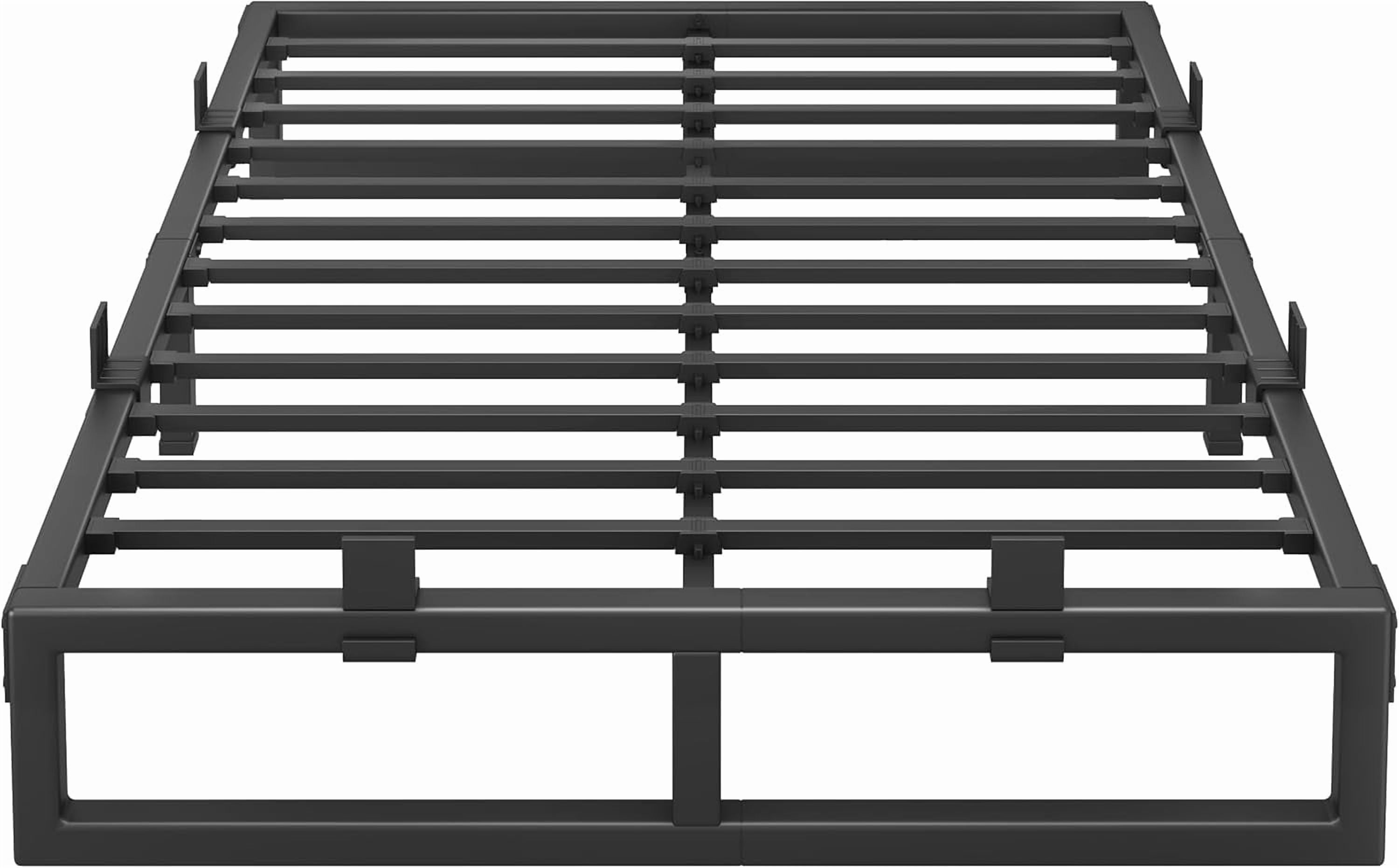 12-Inch Queen Size Metal Platform Bed Frame with Squeak-Free U-Slot Design, 3500 lbs Capacity, Under Bed Storage, Black