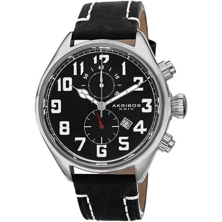 AK706SSB Chronograph Date Luminous Markers Leather Strap Mens Watch