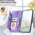 thumbnail image 2 of for Galaxy S24 5G Phone Case Wallet,S24 5G Wallet Case for Women,Emboss PU Leather Protective Cover Zipper Card Holder Flip Phone Case for Samsung Galaxy S24 5G (Purple), 2 of 7