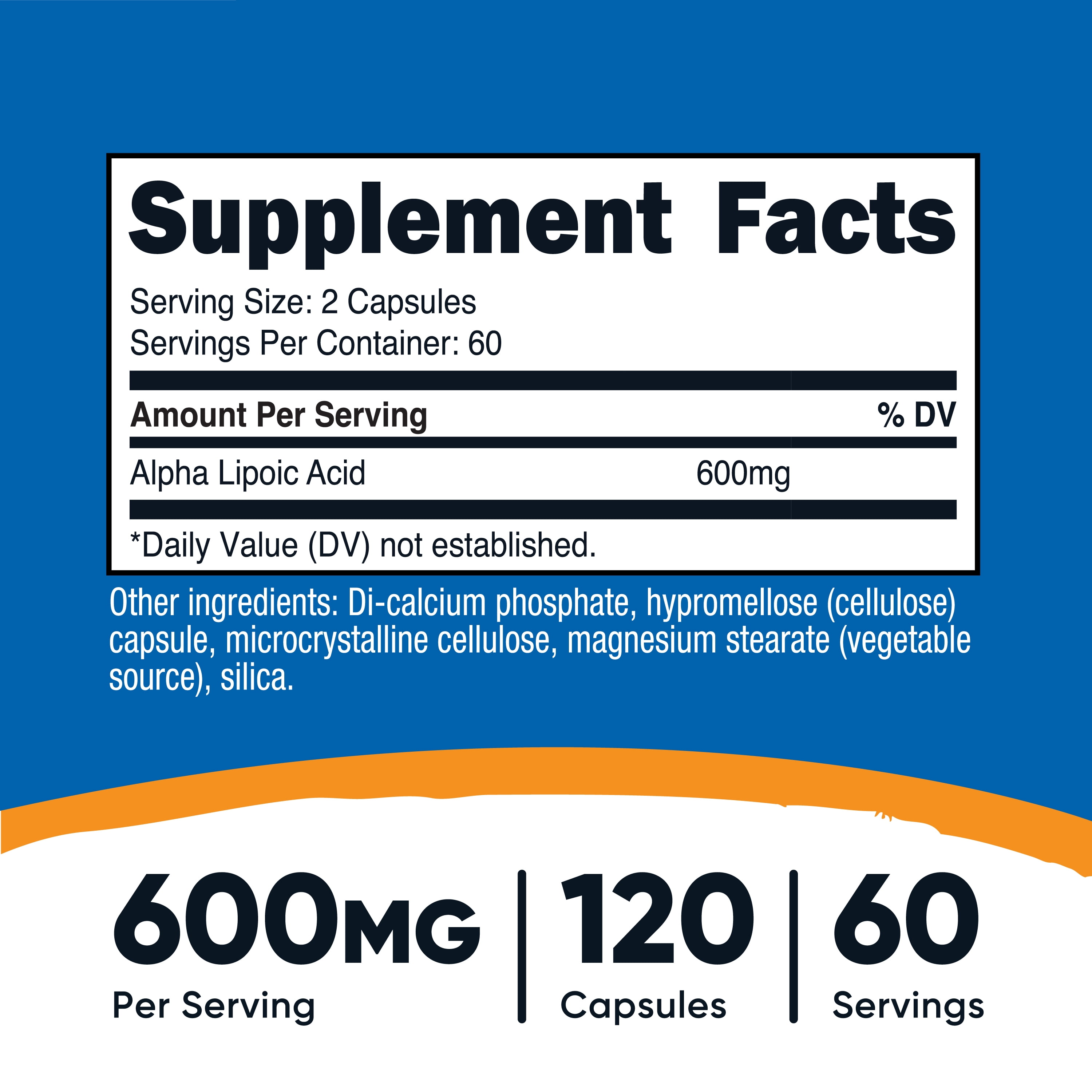 Nutricost Alpha Lipoic Acid 600mg Per Serving 120 Capsules, 60 Servings - Non-GMO Supplement