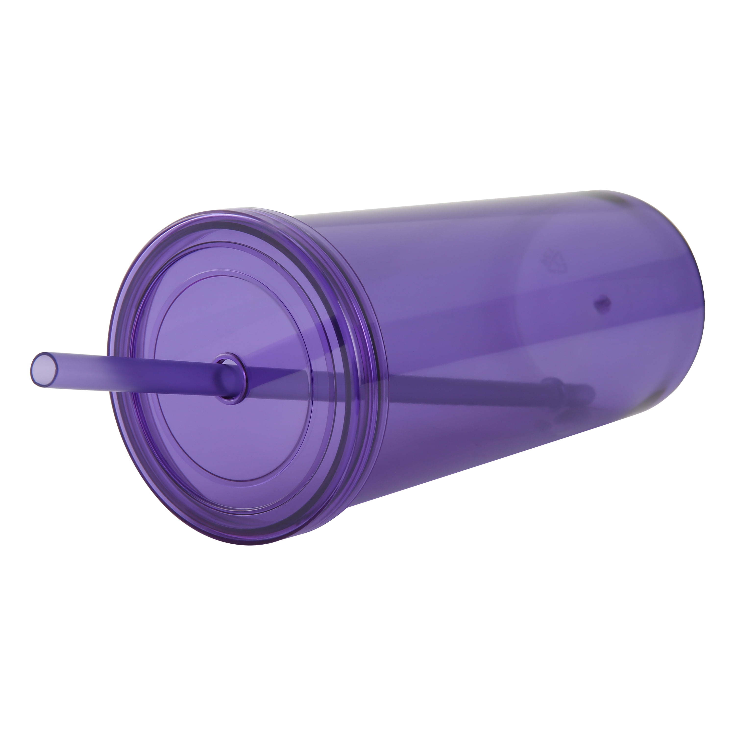 Mainstays 20oz Plastic Purple Tumbler with Screw Top Lid and Straw
