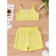 thumbnail image 3 of Yunliwuli Baby Girl Summer Outfits Solid Color Sleeveless V-Neck Cami Tops with Elastic Waist Shorts 2Pcs Set, 3 of 9