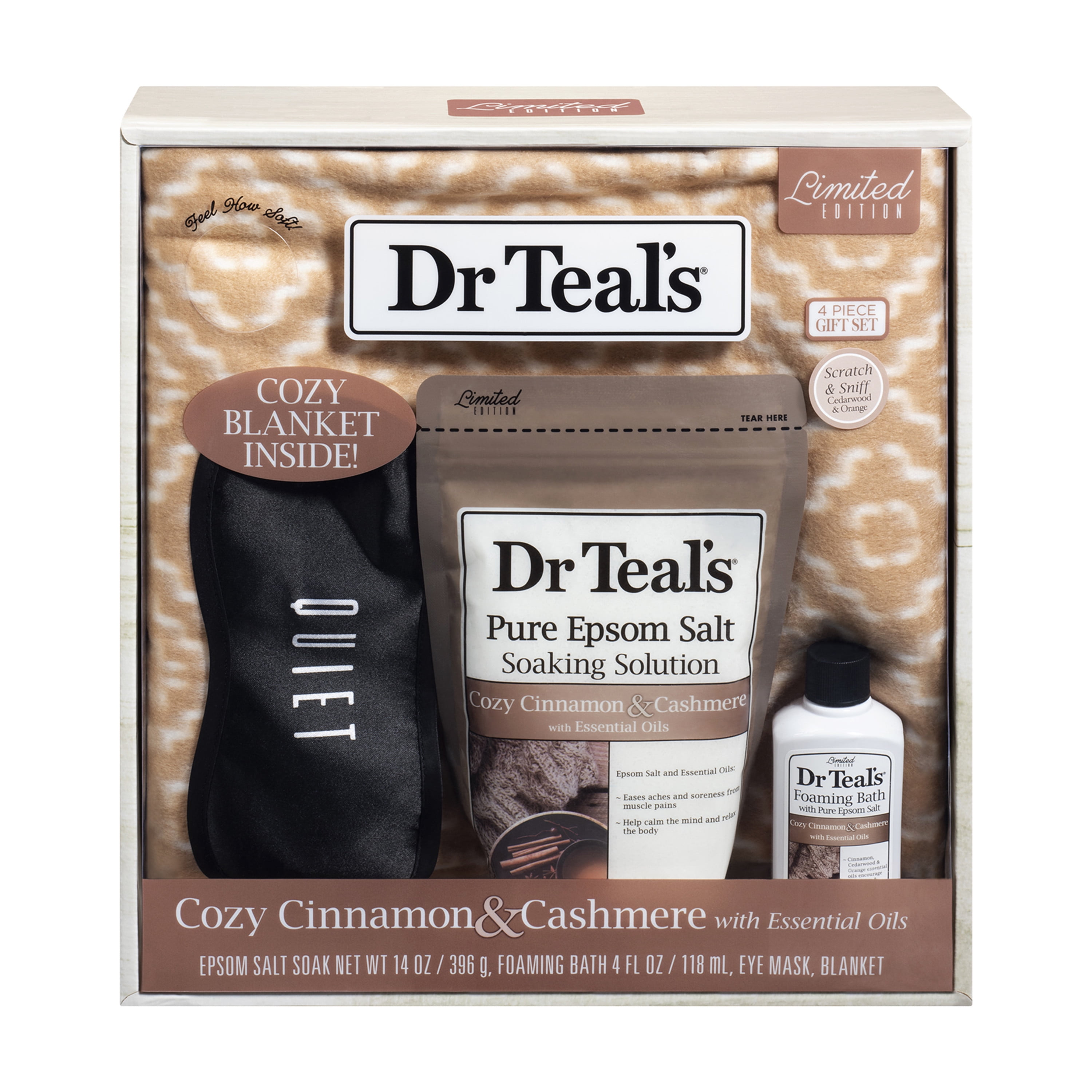 Dr Teals Cozy Cinnamon & Cashmere Gift Set, 4 Piece