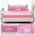 thumbnail image 6 of OKKEEY Smile Unicorn Twin Bedding Sets for Girls, 6 Pcs Kids Teens Comforter Set with Pink Flower Design, Machine Washable Bed in a Bag with Comforter, Sheets and Pillowcases, 6 of 10