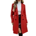thumbnail image 2 of Women's Double Breasted Wool Blend Coat, Notch Lapel Trench Coat, Warm Winter Overcoat, Classic Long Coat, Fall Winter Pea Coat, Elegant Outerwear, Thick Tweed Jacket Red, 2 of 4