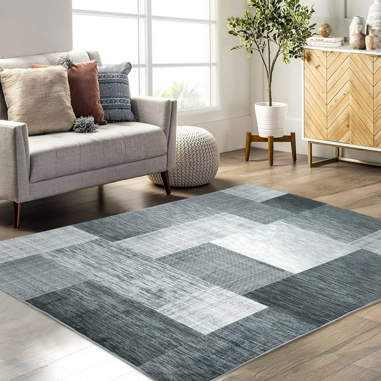Art&Tuft Area Rug 3x5, Machine Washable Area Rugs for Living Room, Pet  Friendly Geometric Boho Rugs for Bedroom, Dinning Room(3'x5', Gray)
