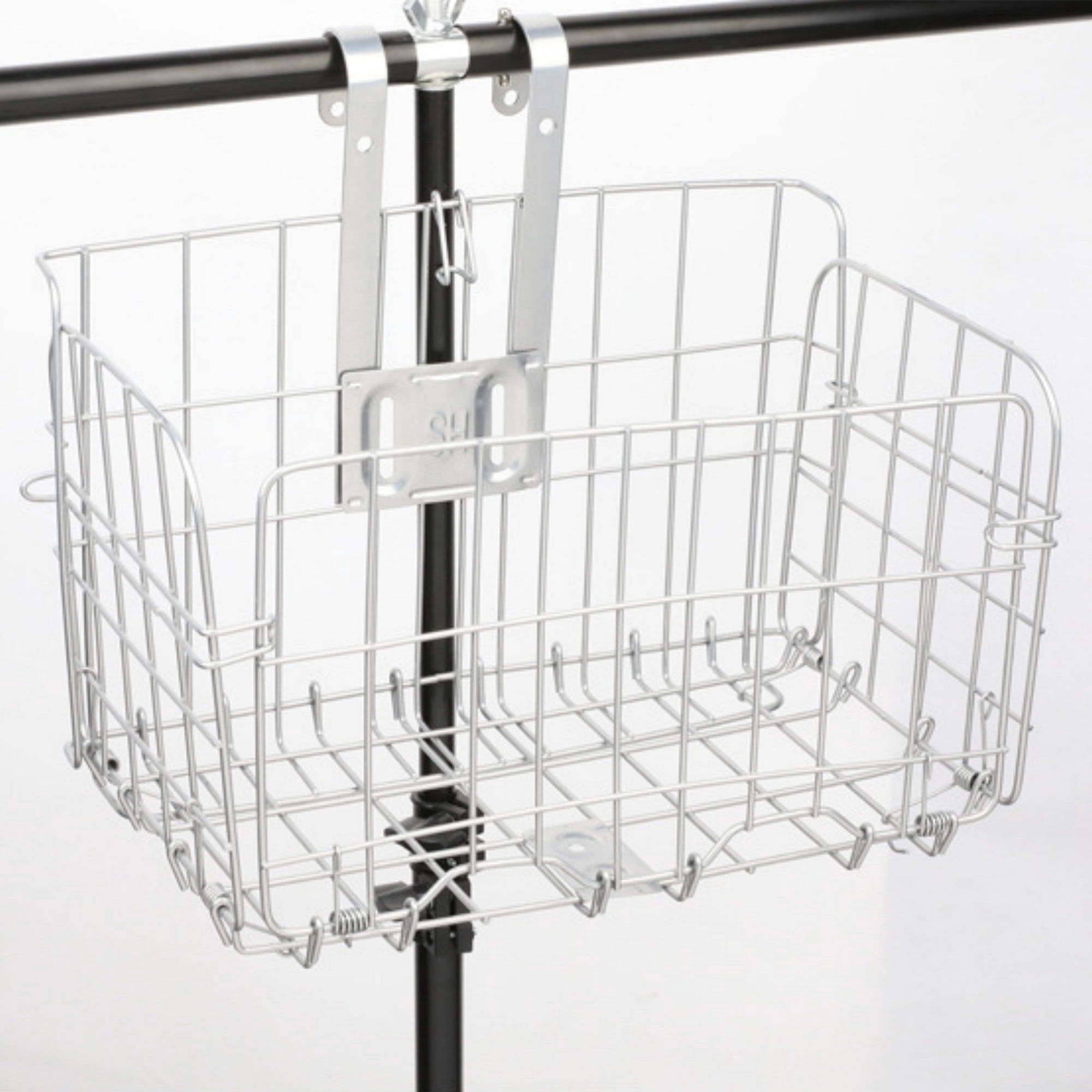 Semfri Folding Bicycle Front Basket Rustproof Removable Metal, Mesh Cover, Easy to Attach to Front Handlebars, Fits Most Bikes (Silver)