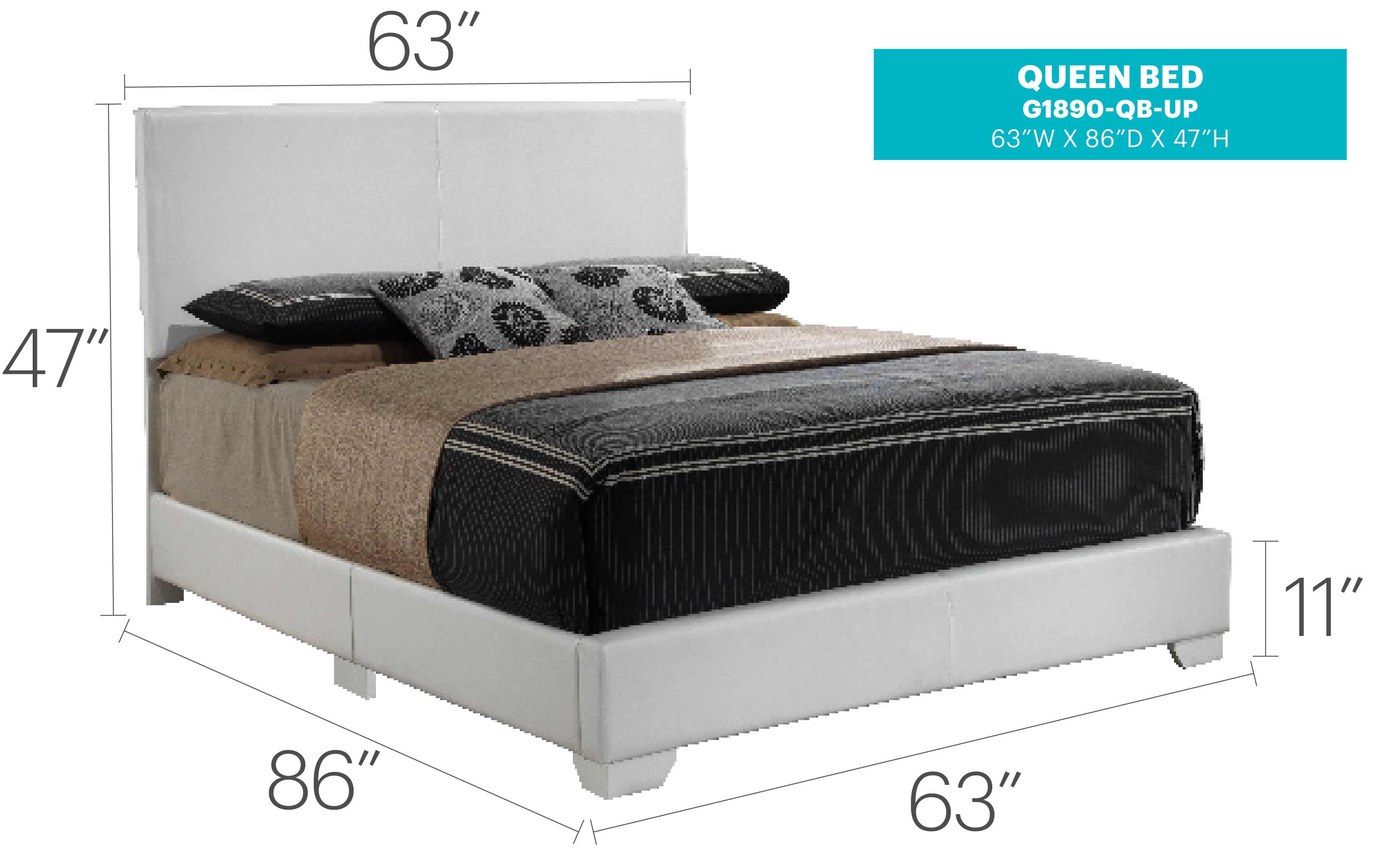 Glory Furniture Aaron Full Bed in White Color