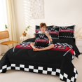 thumbnail image 4 of Catabedysis Race Car Alphabet Print 7pcs Queen Bedding,Plaid Letter W Design Bedding Comforter Set Queen,Black Reversible For Boys, 4 of 7