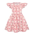 thumbnail image 3 of YOUYEDIAN Easter Midi Dress for Girls Toddler Summer Flutter Sleeve Dresses Casual Buuny Rabbit Print Crew Neck Princess Dress (Pink, 11-12 Years), 3 of 4