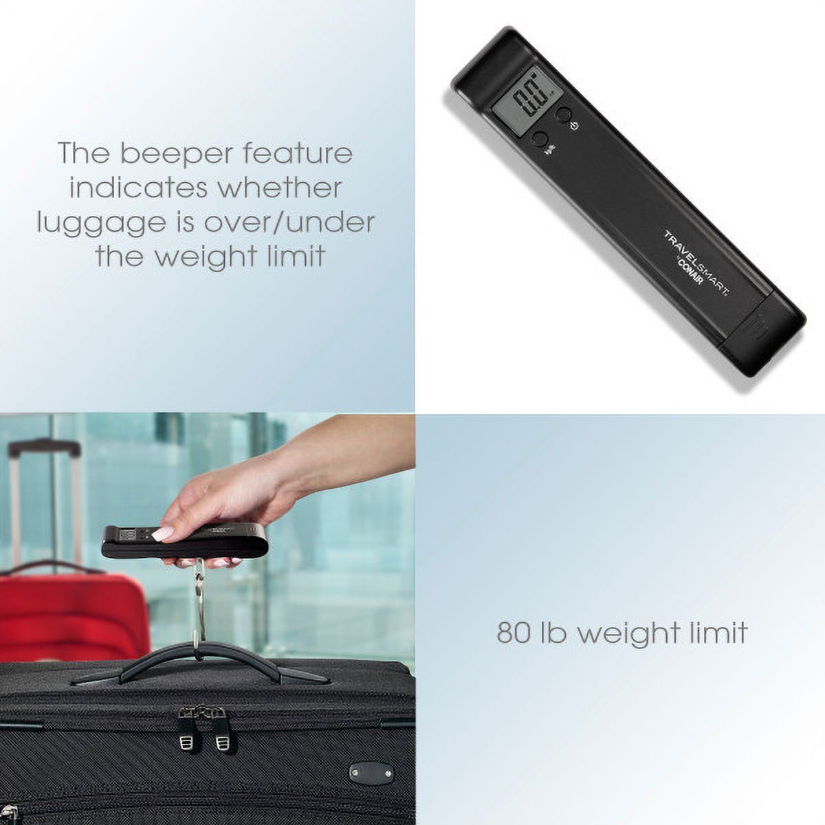 Travel Smart by Conair Luggage Strap with Digital Scale and TSA Lock