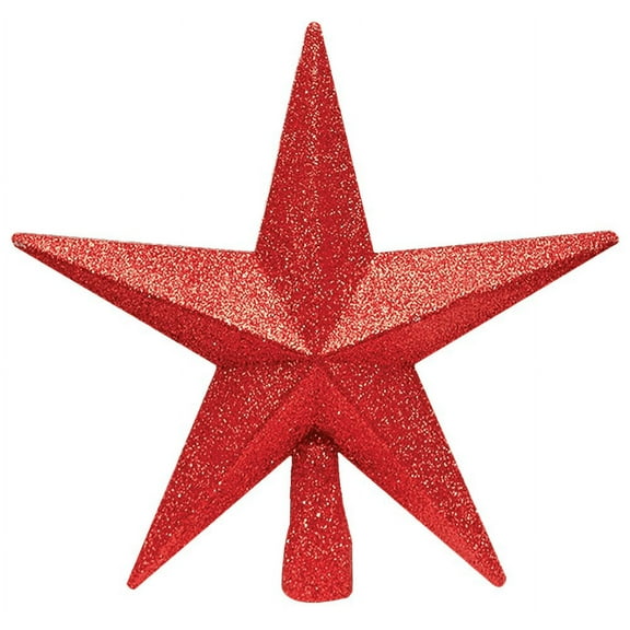 Raraion - Christmas Star Tree Topper, Red Glitter, 22cm