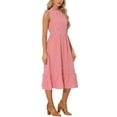 thumbnail image 4 of INSPIRE CHIC Check Plaid Dress for Women's Mock Neck Ruffled Sleeveless Dress, 4 of 5