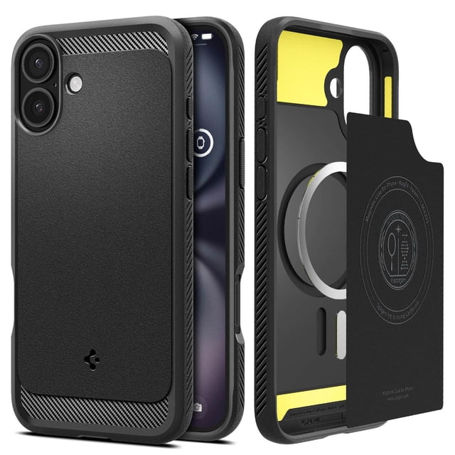 Funda Spigen Rugged Armor MagFit para iPhone 16 Plus Negra