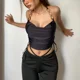 thumbnail image 4 of Camiseta de mujer de moda europea americana de comercio exterior suave y sedosa con cadena transpirable, cuello halter, cordón ajustable y pecho bajo descubierto, 4 of 4